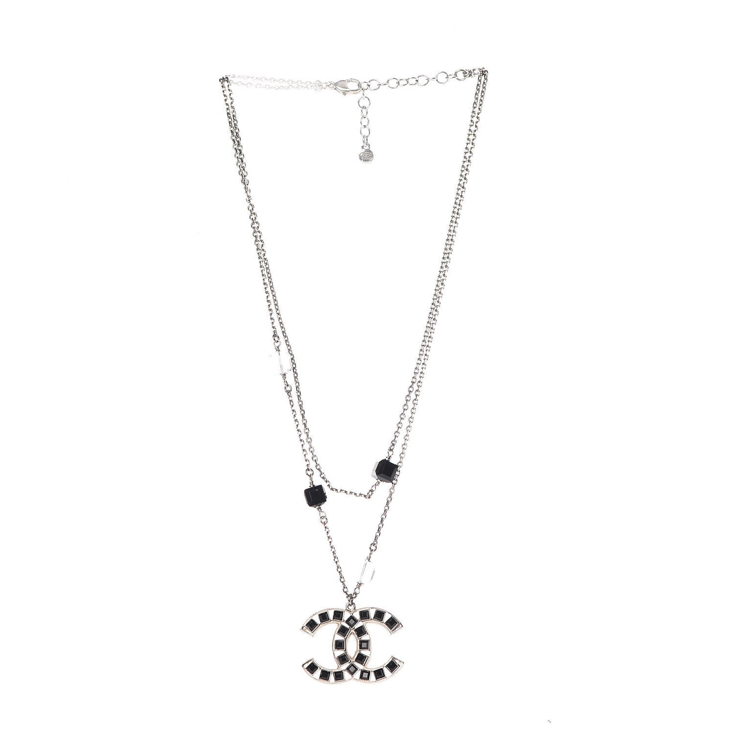 Ruthenium Baguette Crystal CC Necklace Black