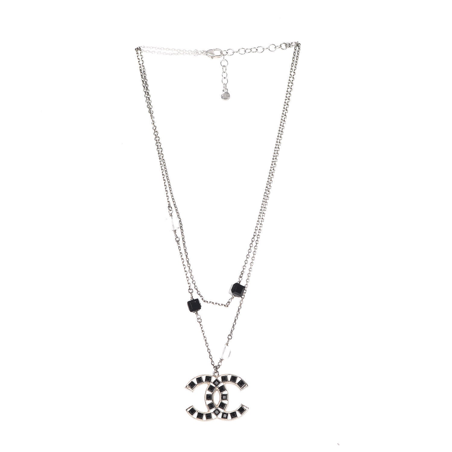 Chanel Ruthenium Baguette Crystal CC Necklace Black 3 of 6