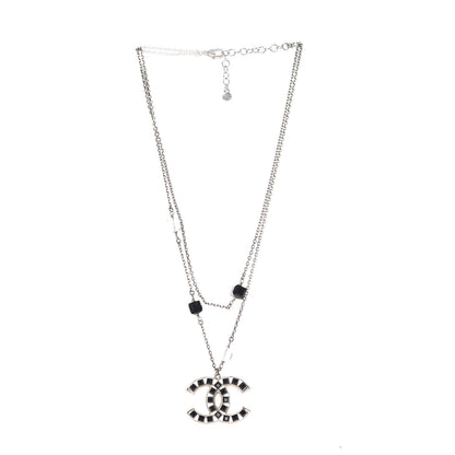 Chanel Ruthenium Baguette Crystal CC Necklace Black 3 of 6