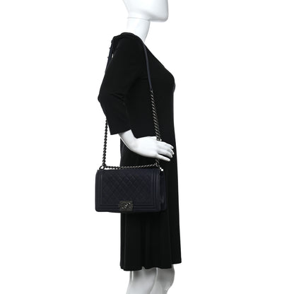 Chanel Iridescent Caviar Quilted Medium Boy Flap Dark Blue 2 of 9