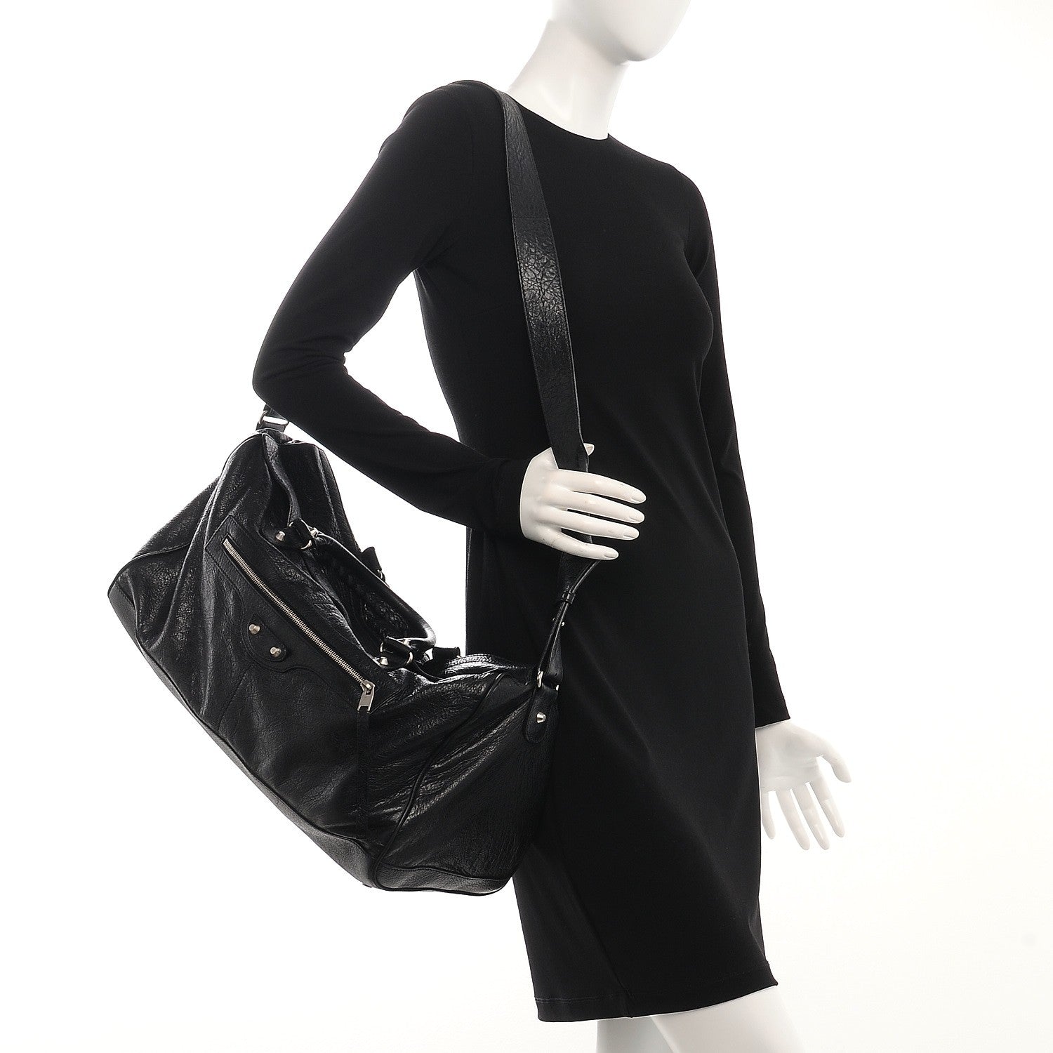 Balenciaga Agneau Classic Hardware S Squash Boston Black 223913