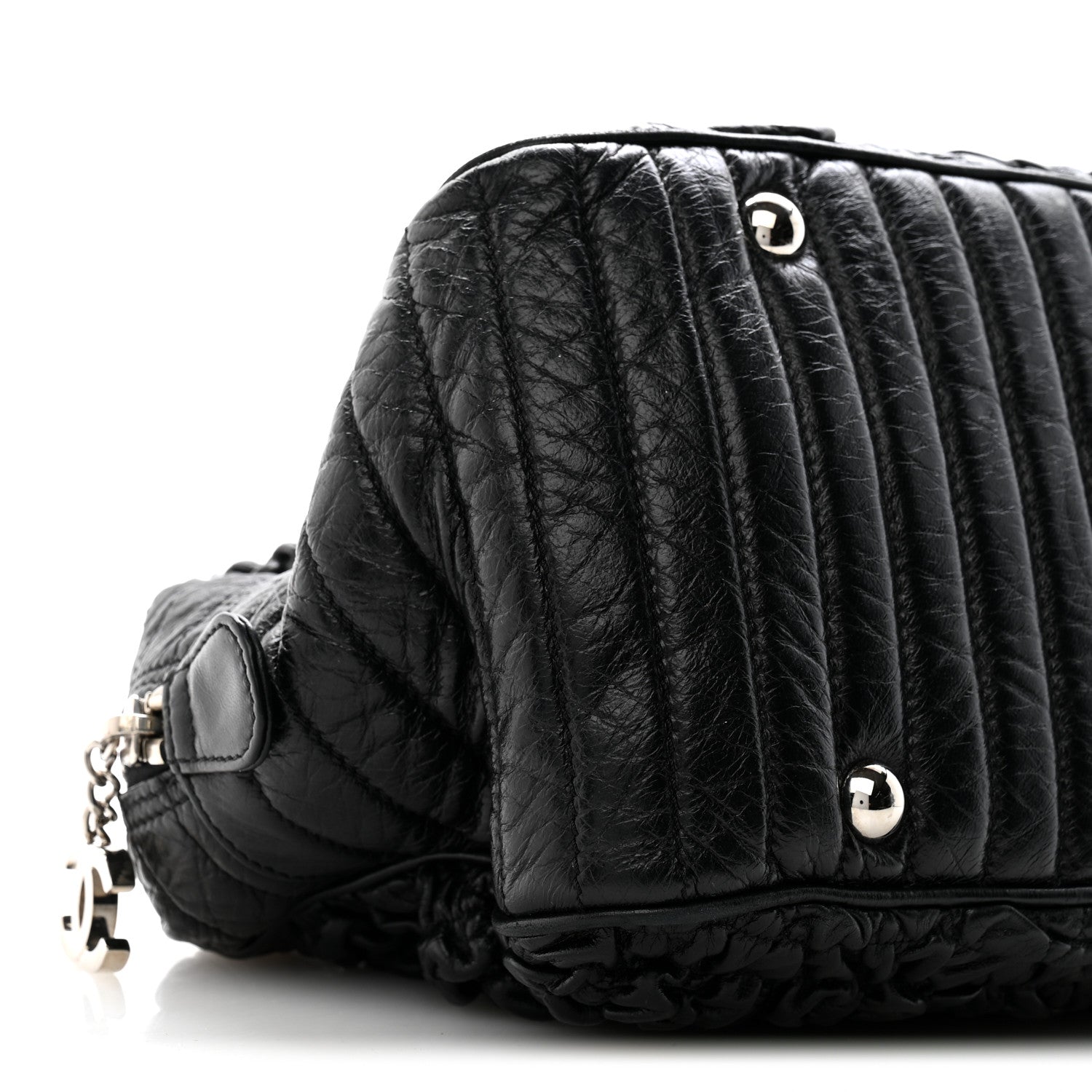 Chanel Lambskin Astrakhan Bowler Black 9 of 12