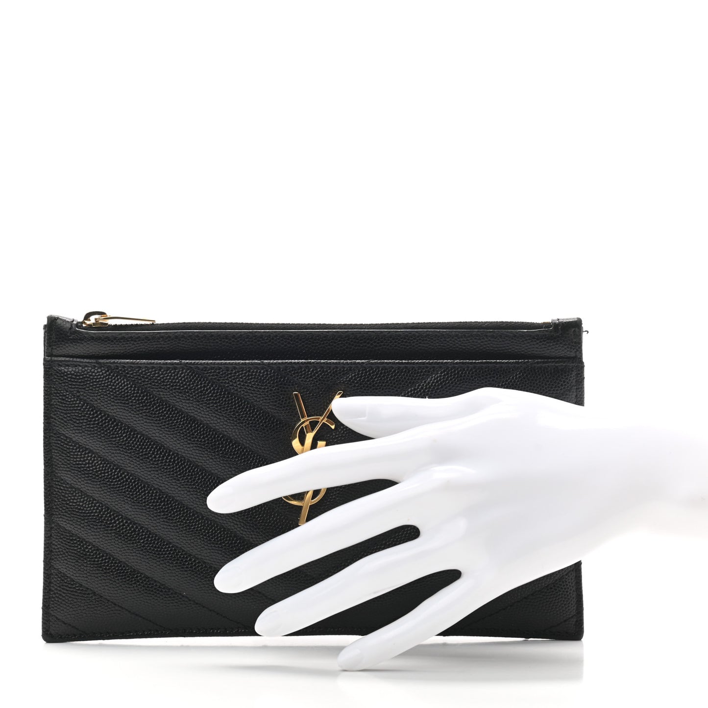Grain De Poudre Chevron Monogram Bill Pouch Black