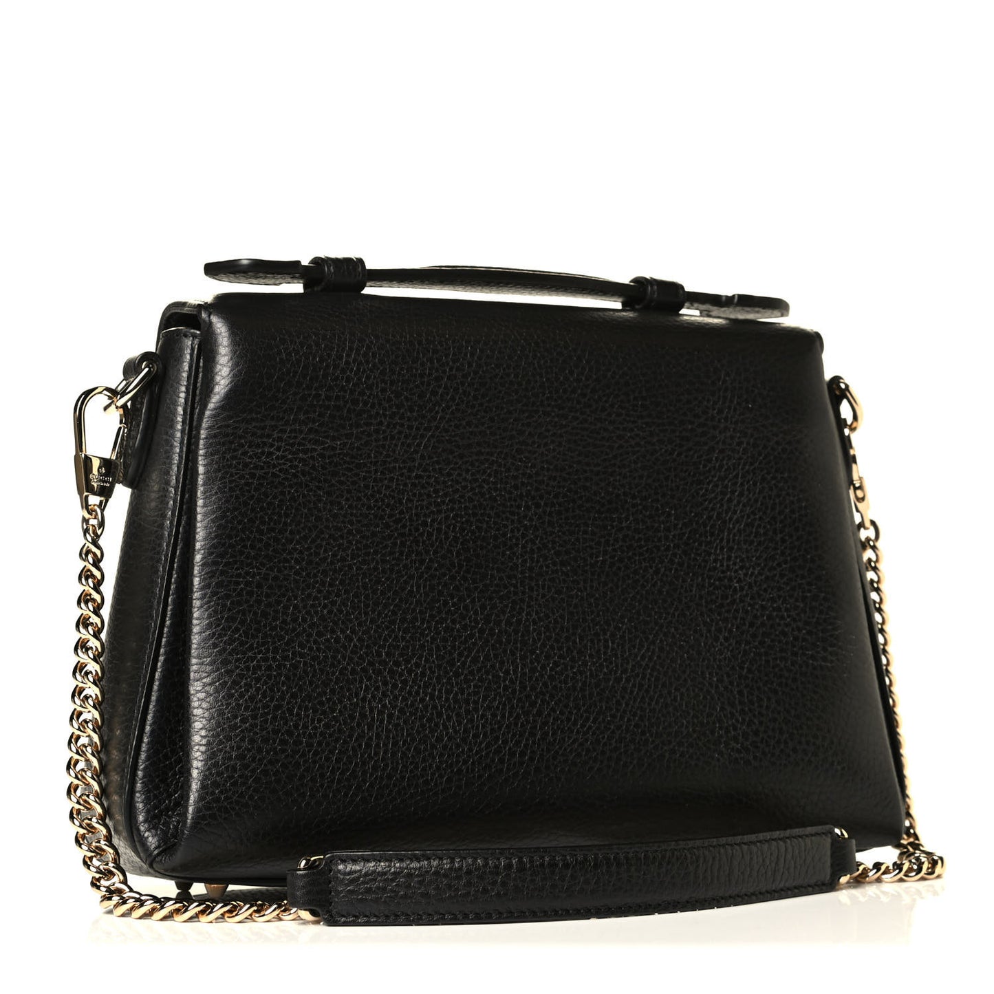 Dollar Calfskin Interlocking G Top Handle Shoulder Bag Black