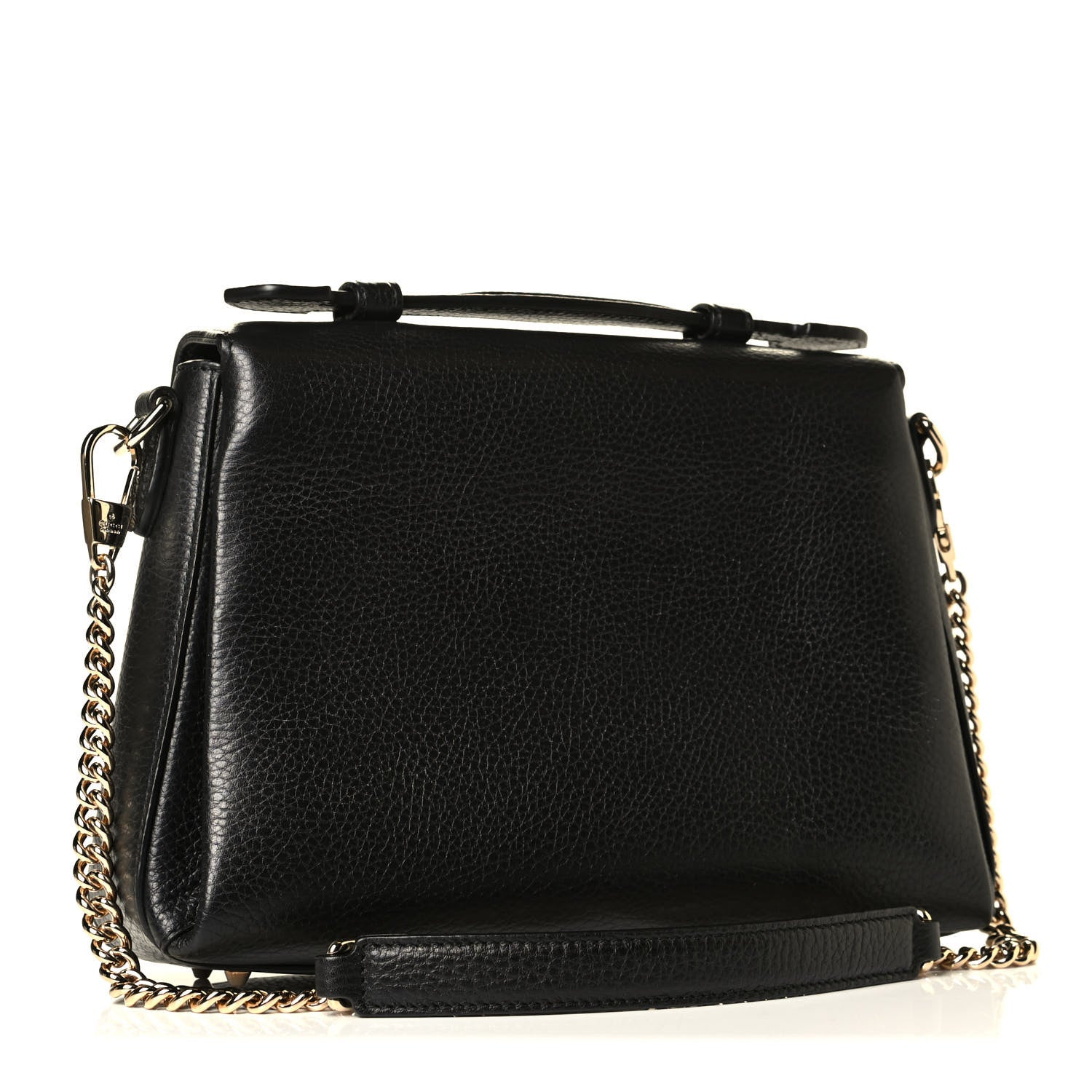 Gucci Dollar Calfskin Interlocking G Top Handle Shoulder Bag Black 2 of 8
