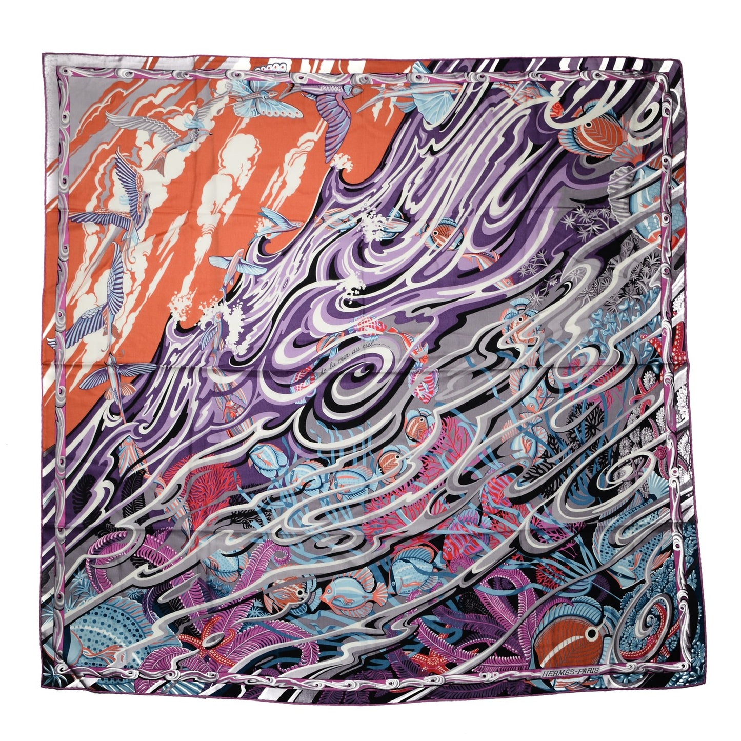 Cashmere Silk De La Mer Au Ciel Shawl 140 Mauve Gris Potiron