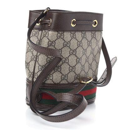 Gucci GG Supreme Monogram Web Mini Ophidia Bucket Bag Brown 3 of 11