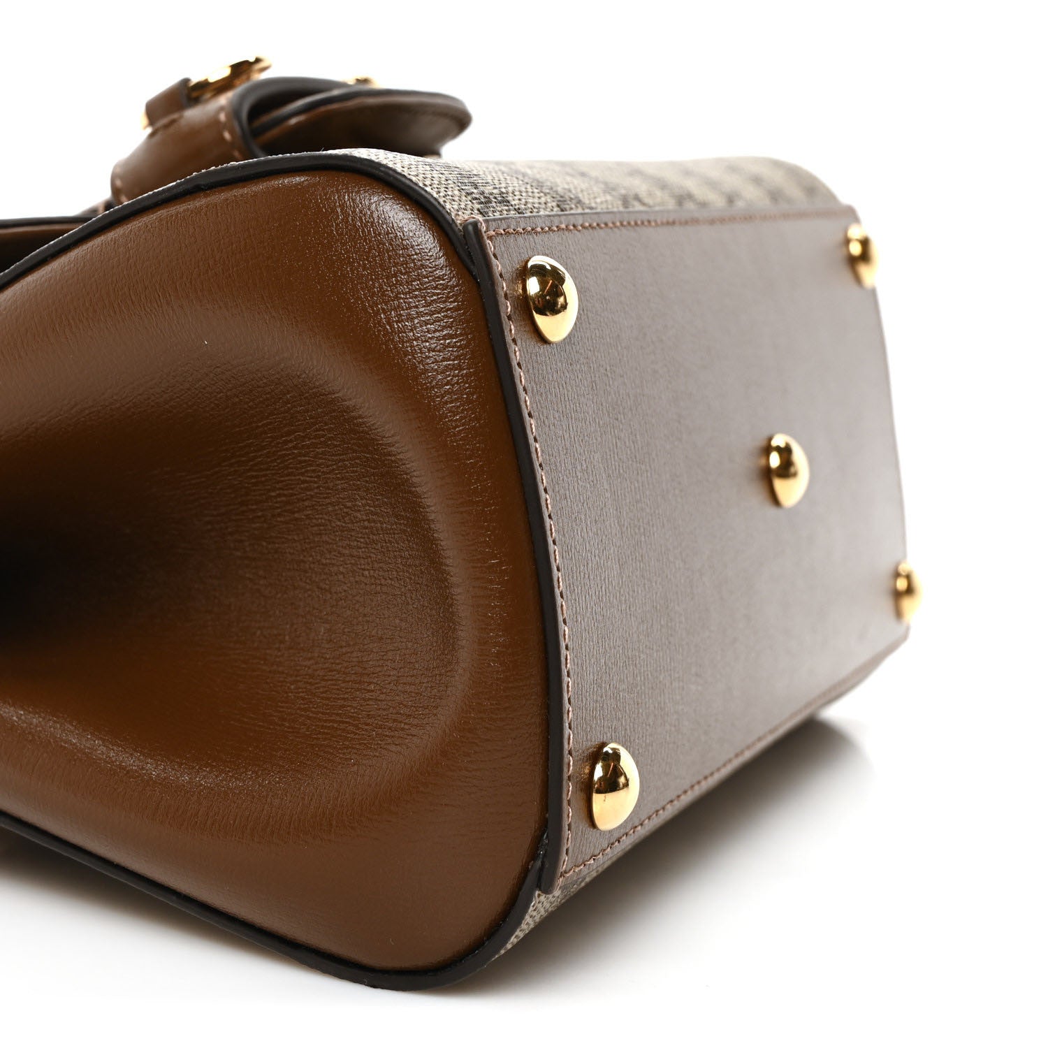 Gucci GG Supreme Monogram Azalea Calfskin Mini Horsebit 1955 Top Handle Flap Bag Beige Ebony Brown Sugar 9 of 10