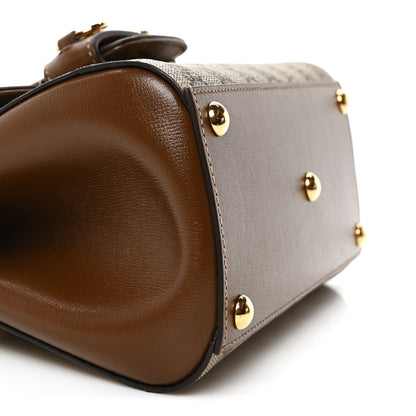 Gucci GG Supreme Monogram Azalea Calfskin Mini Horsebit 1955 Top Handle Flap Bag Beige Ebony Brown Sugar 9 of 10