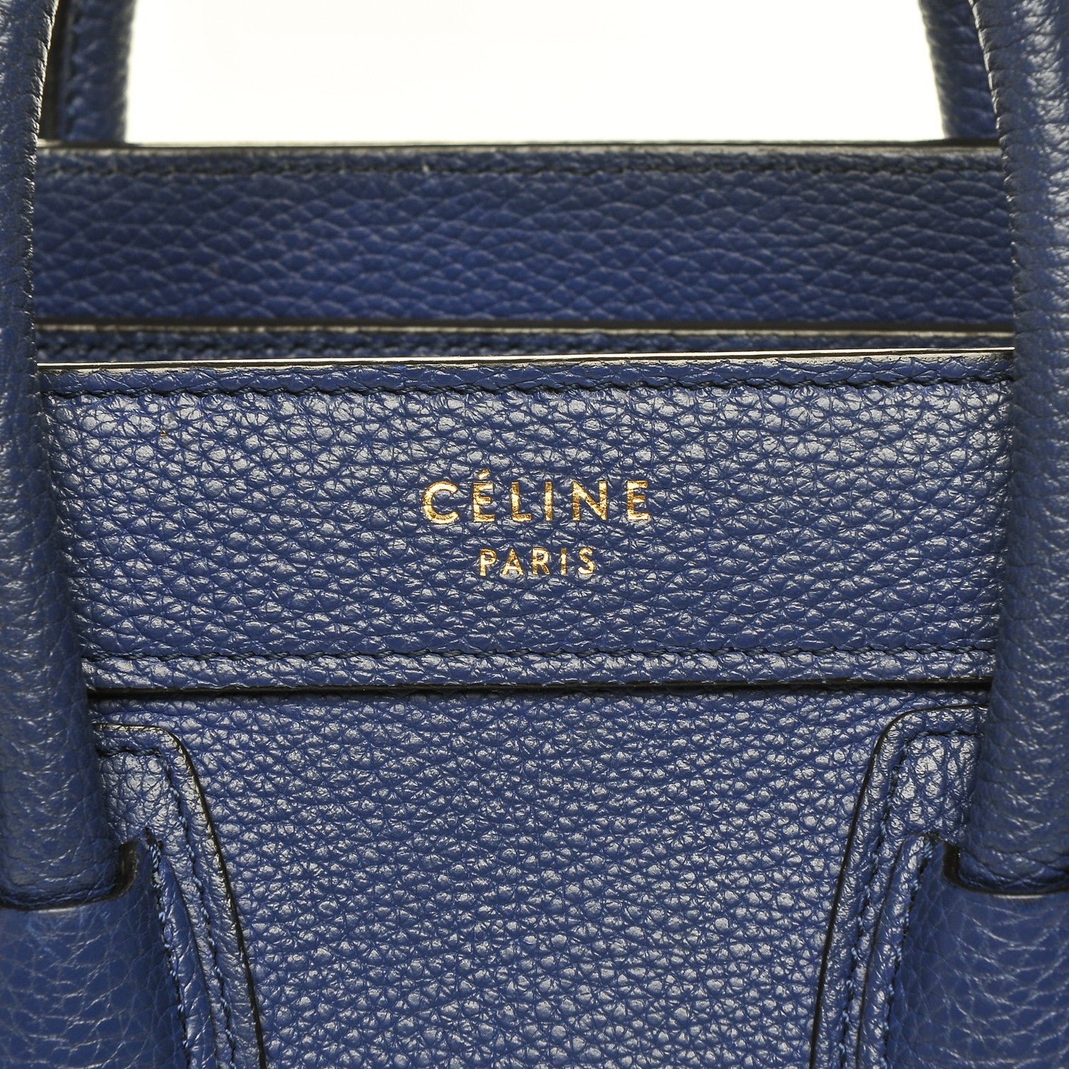 Celine Drummed Calfskin Nano Luggage Indigo 6 of 8