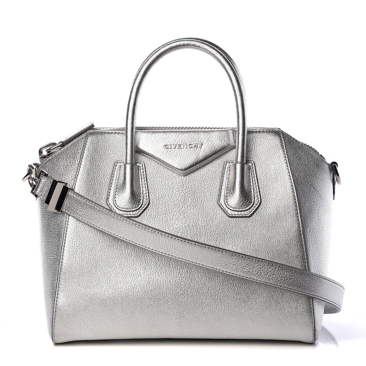 Givenchy Metallic Sugar Goatskin Small Antigona Silver 1 of 15