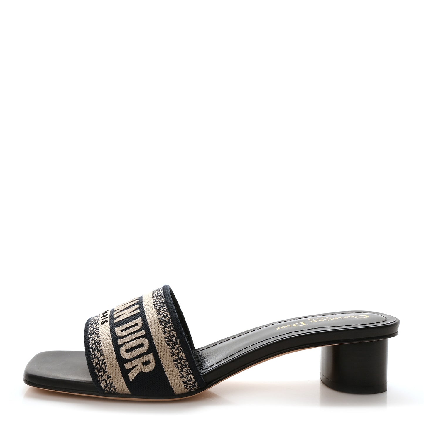 Cotton Embroidered Dway 40mm Slide Sandals 37.5 Deep Blue