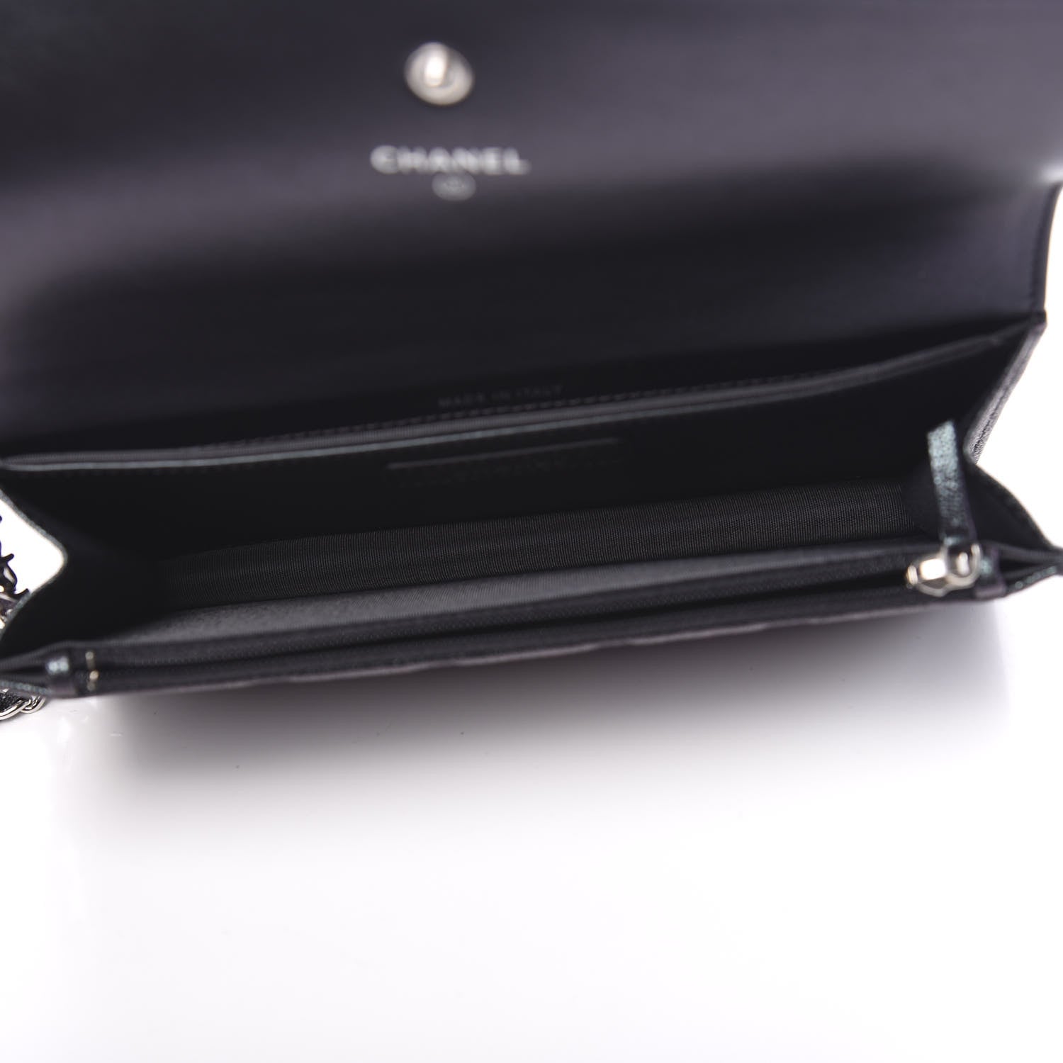 Chanel Iridescent Caviar Quilted Classic Pouch Clutch Black 6 of 12