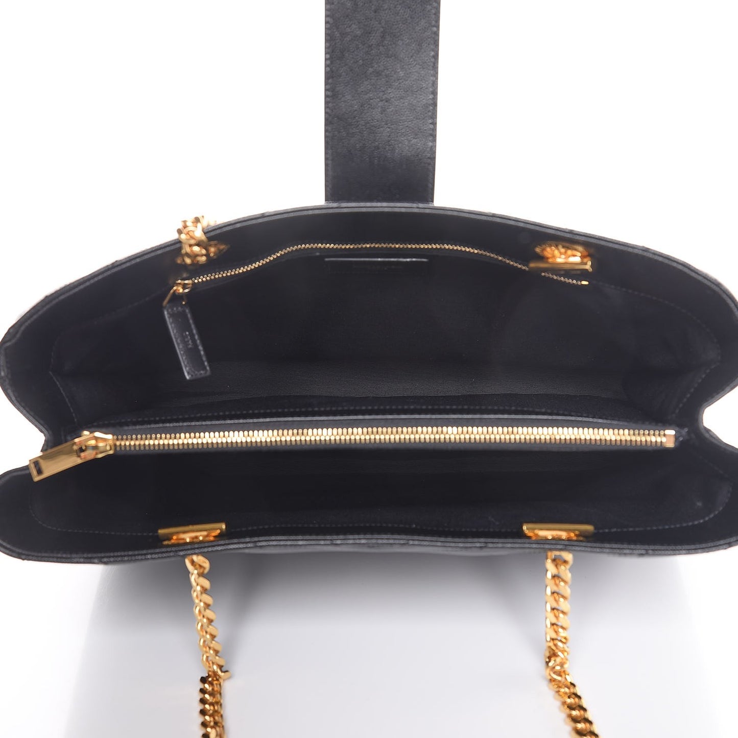 Grain De Poudre Matelasse Chevron Monogram Shopping Bag Black