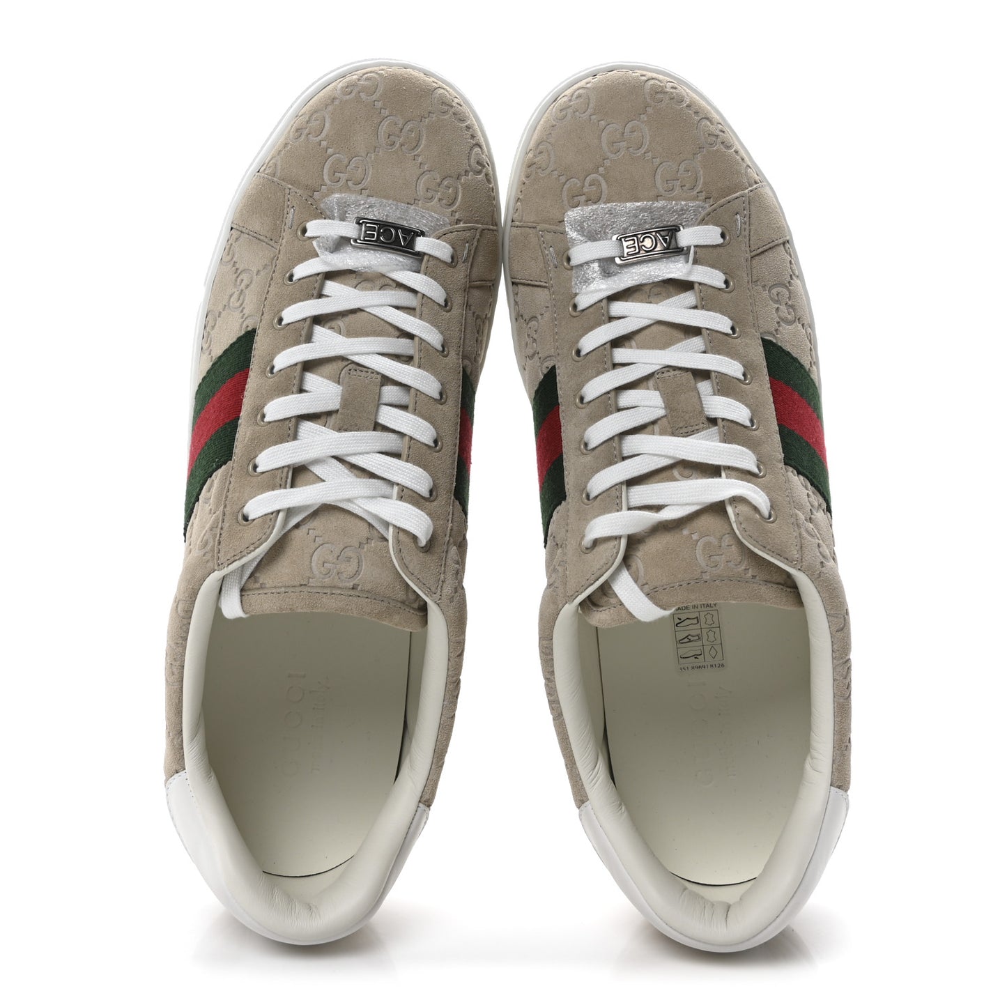 GG Suede Monogram Web Mens Sneakers 12 Oatmeal Mystic White