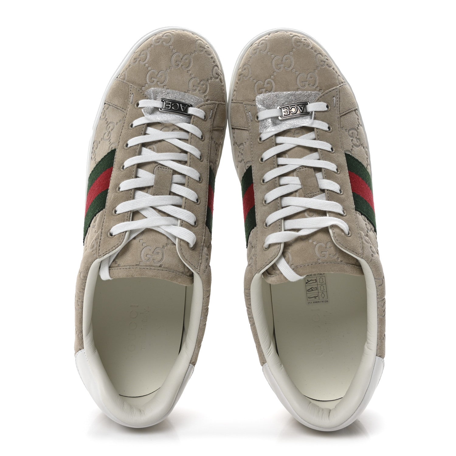 Gucci GG Suede Monogram Web Mens Sneakers 12 Oatmeal Mystic White 2 of 10