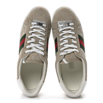 Gucci GG Suede Monogram Web Mens Sneakers 12 Oatmeal Mystic White 2 of 10