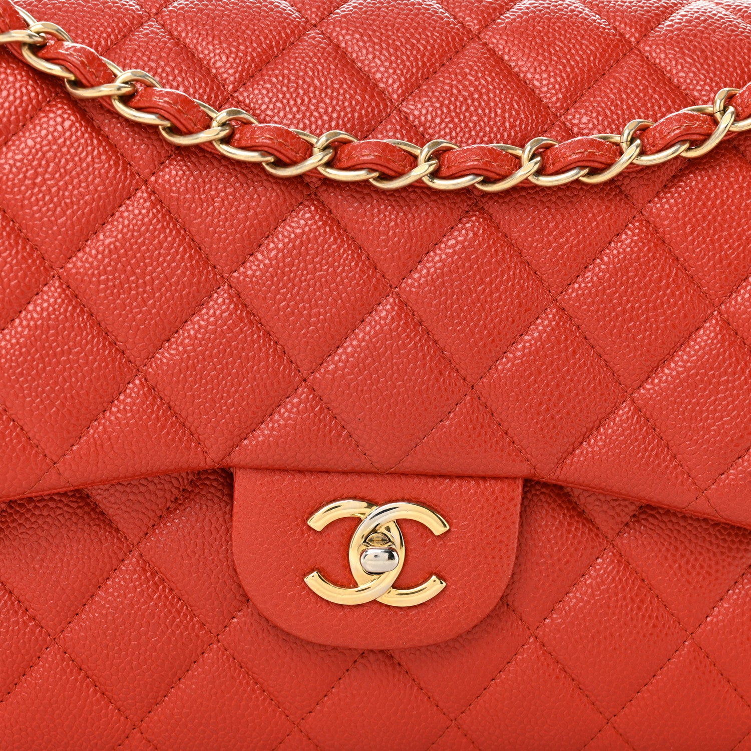 Chanel Pearly Caviar Quilted Jumbo Double Flap Orange 8 of 11