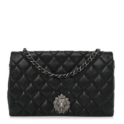 Chanel Lambskin Quilted Medium Leo Lion Flap Clutch Black 1 of 11