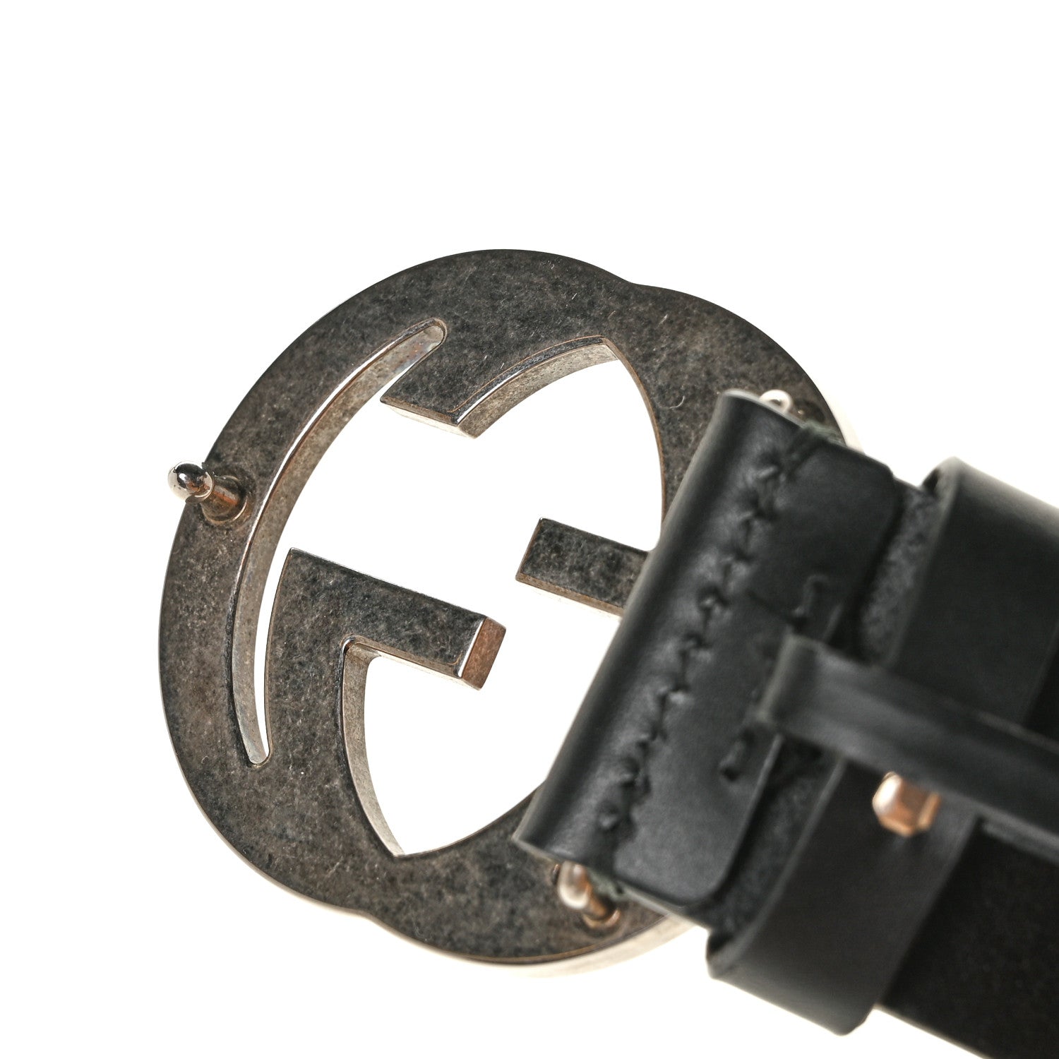 Gucci Calfskin Studded Interlocking G Belt 100 40 Black 5 of 5