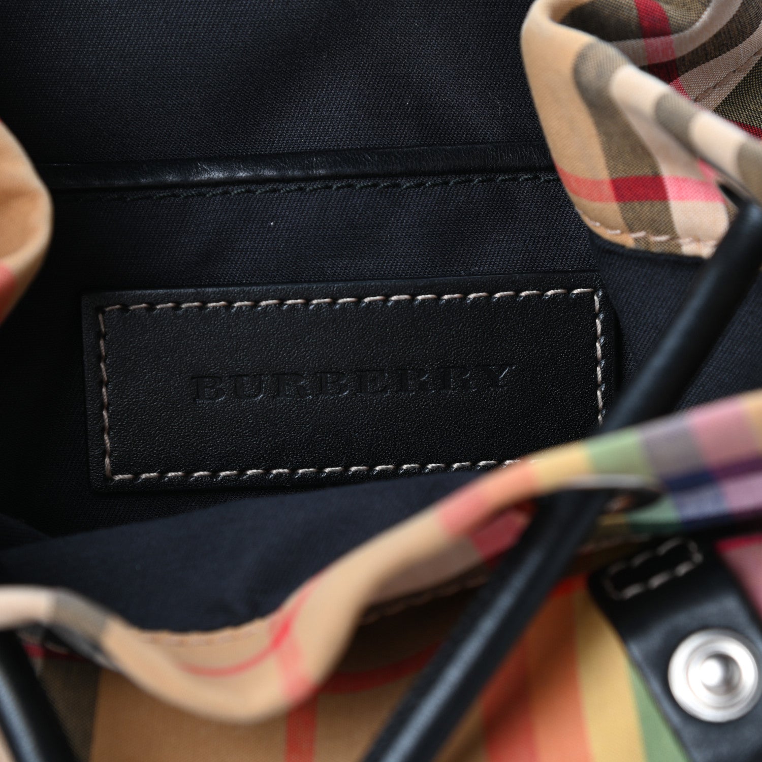 Burberry Vintage Rainbow Check Small Rucksack Backpack Antique Yellow 6 of 9