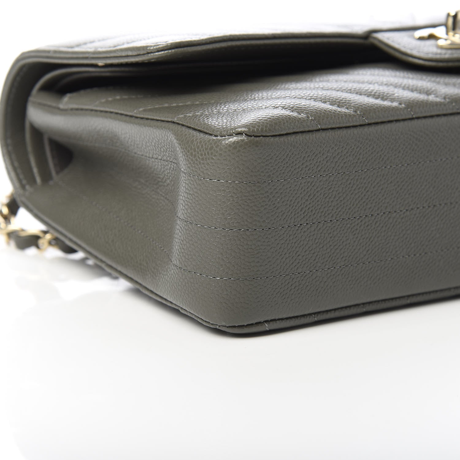 Chanel Caviar Chevron Quilted Medium Double Flap Dark Grey 9 of 11