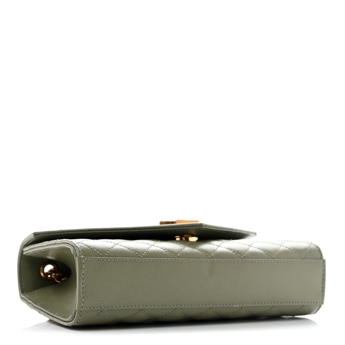 Saint Laurent Grain De Poudre Textured Mixed Matelasse Triquilt Small Monogram Satchel  Light Sage 4 of 10