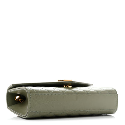 Saint Laurent Grain De Poudre Textured Mixed Matelasse Triquilt Small Monogram Satchel  Light Sage 4 of 10