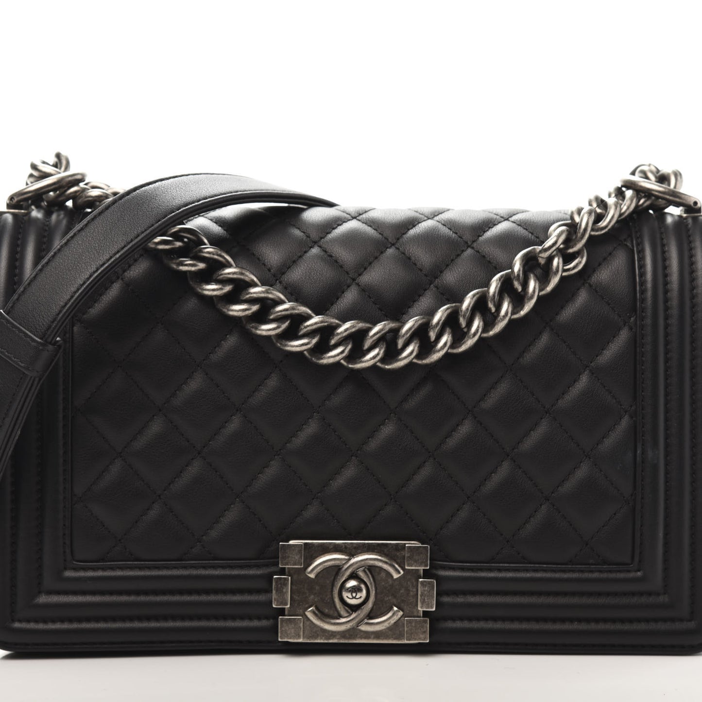 Calfskin Quilted Medium Boy Flap Black