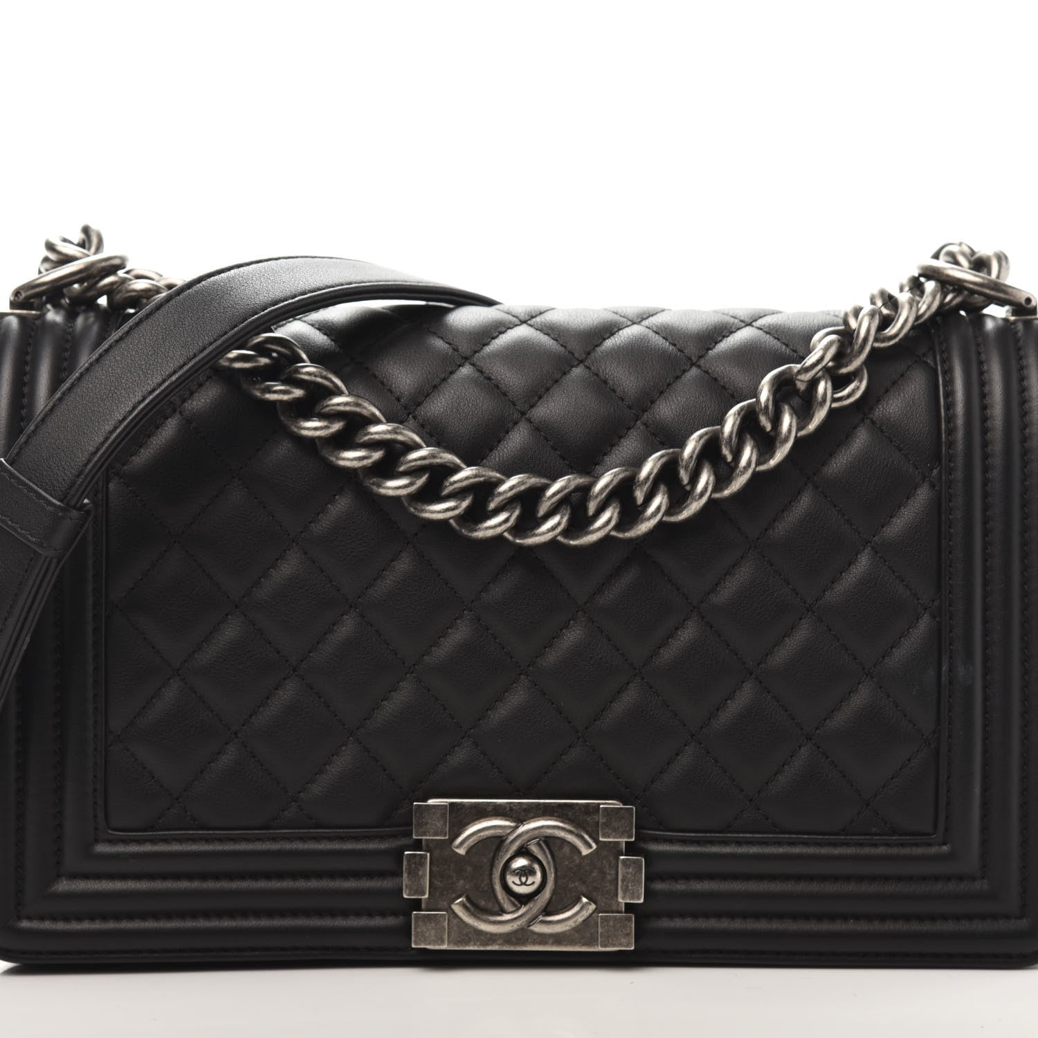 Chanel Calfskin Quilted Medium Boy Flap Black 13 of 14