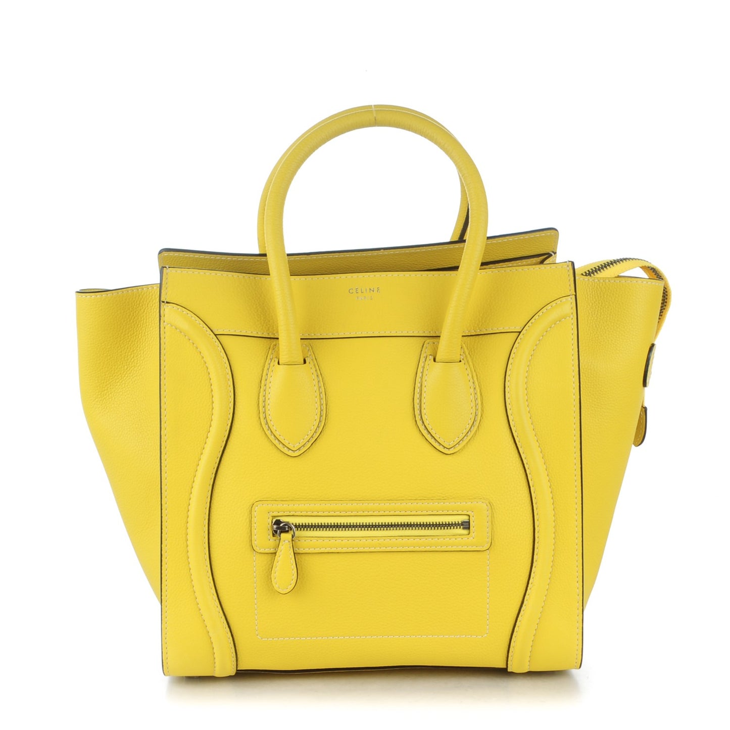 Drummed Calfskin Mini Luggage Citron