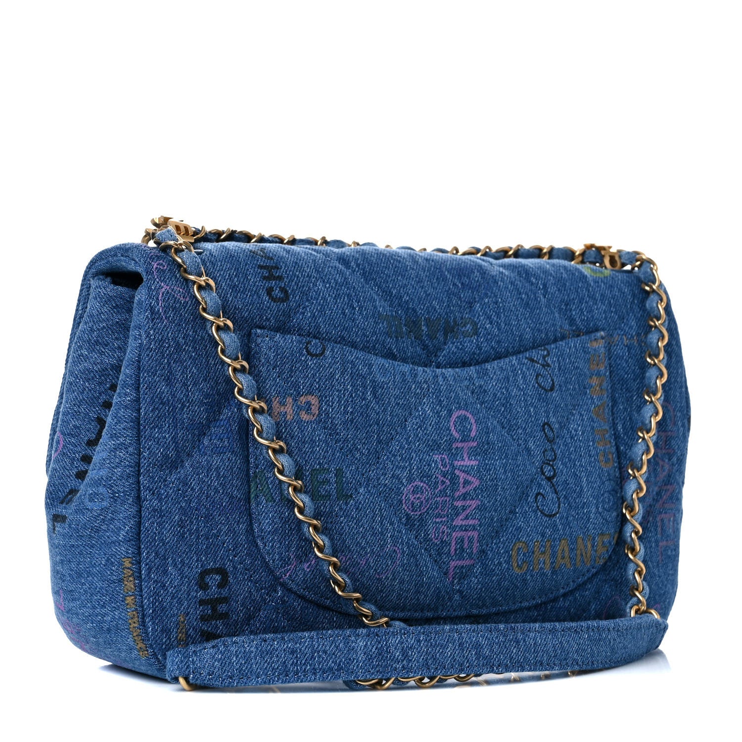 Chanel Denim Quilted Denim Large Mood Flap Blue Multicolor 3 of 10