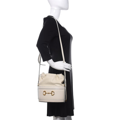Gucci Azalea Sakai Calfskin Horsebit 1955 Drawstring Bucket Bag Mystic White 2 of 10