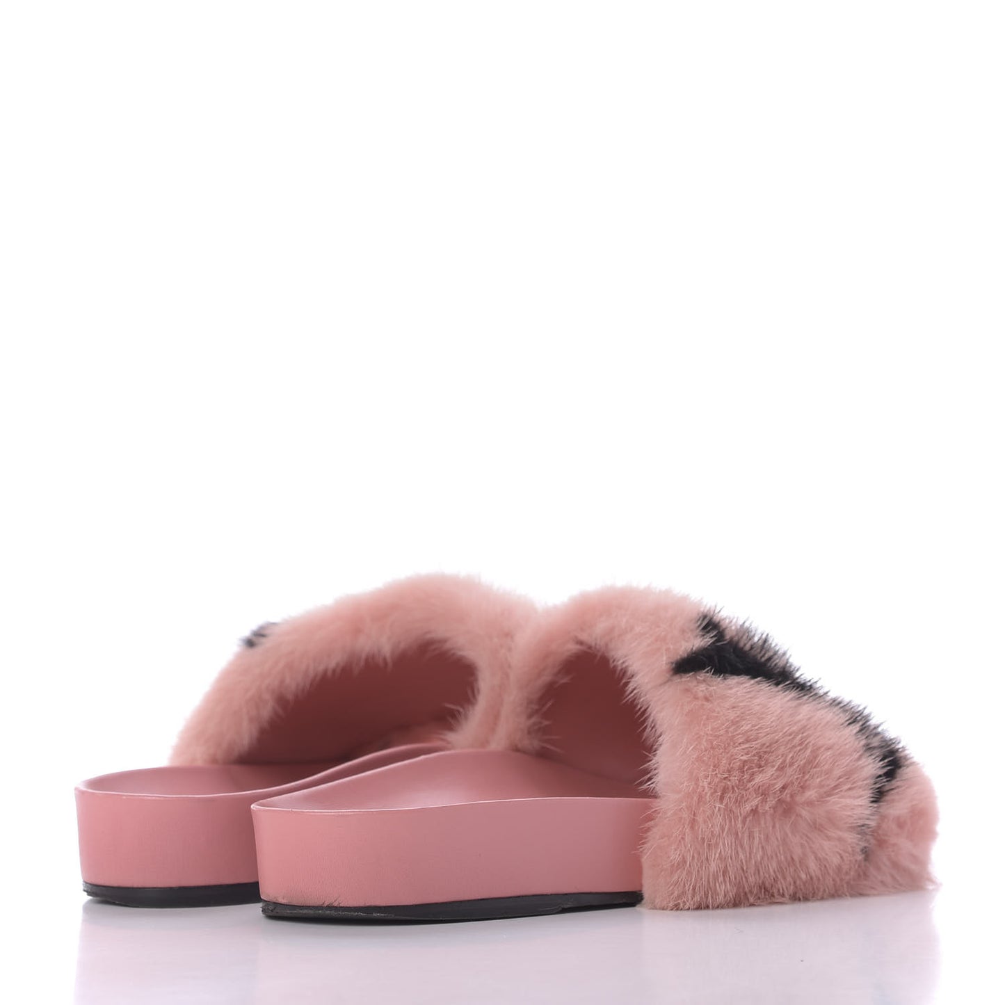 Mink Fur Bom Dia Flat Mules 37 Pink