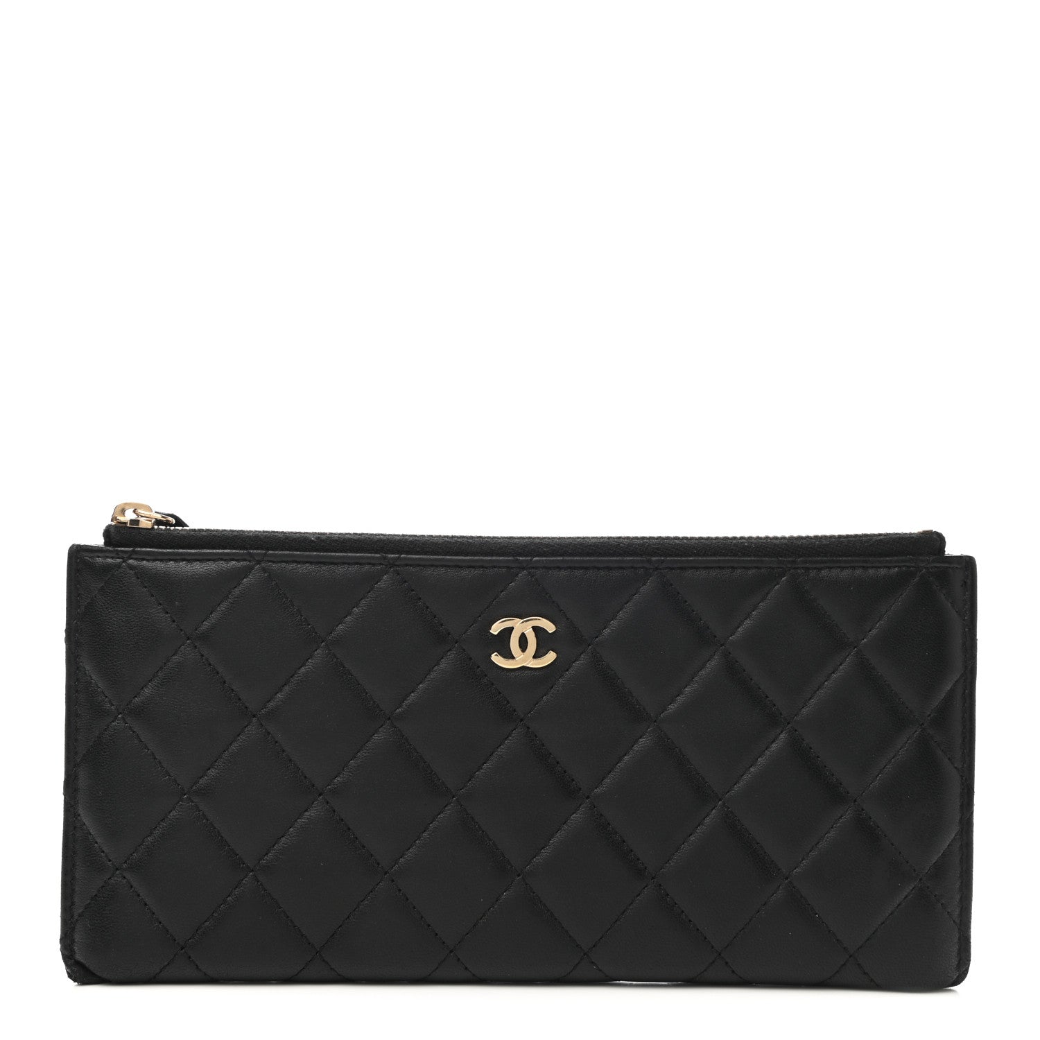 Chanel Lambskin Quilted Zip Pouch Black 1 of 10