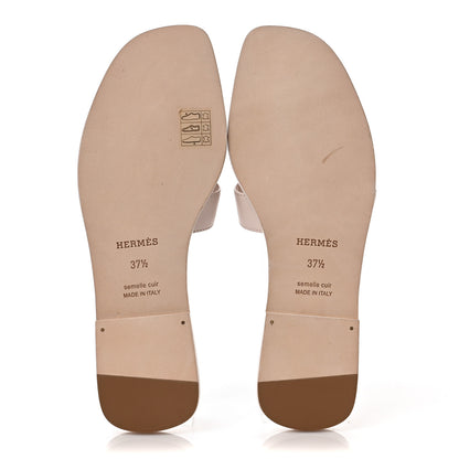 Hermes Box Calfskin Oran Sandals 37.5 Rose Pale 4 of 7