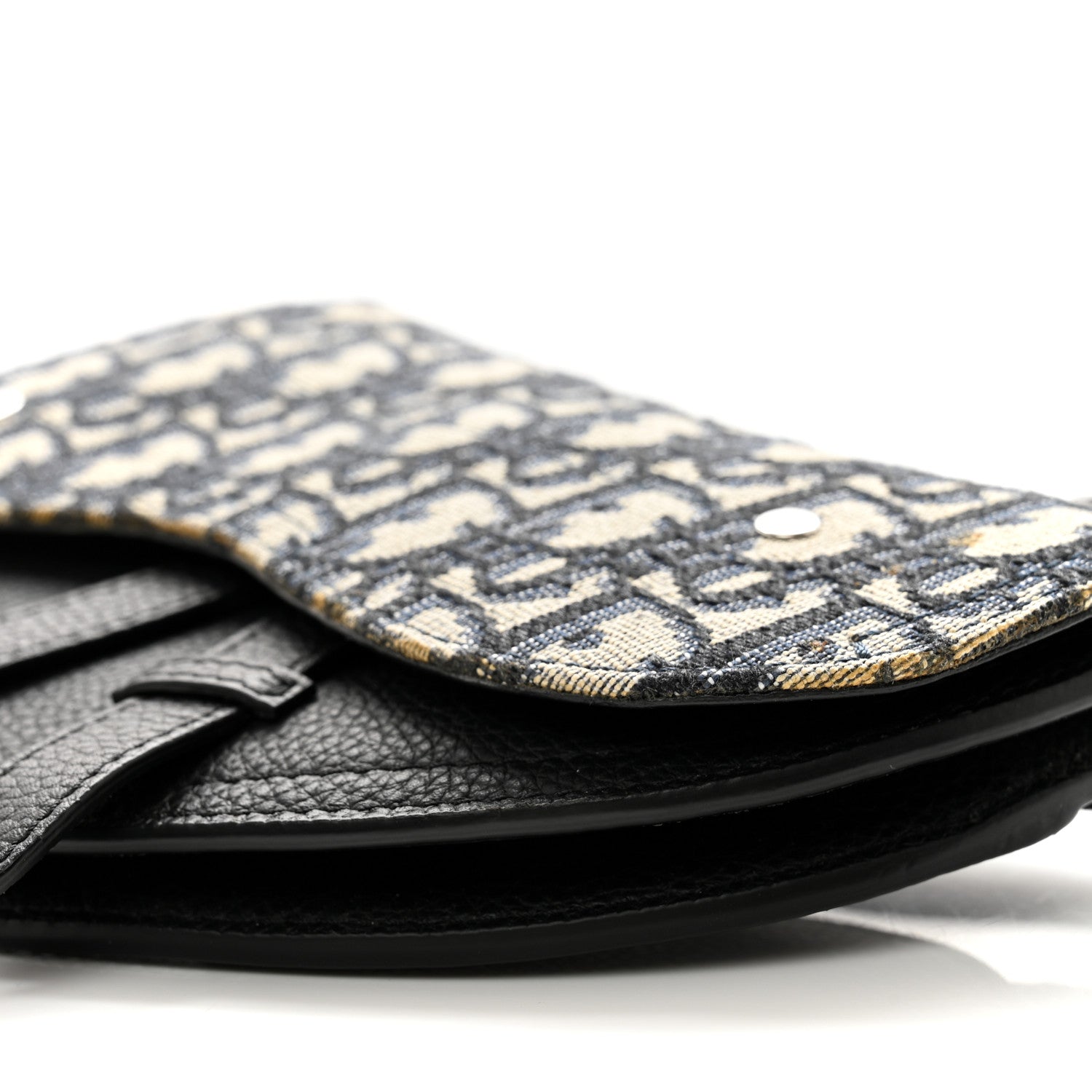 Christian Dior Grained Calfskin Oblique Saddle Wristlet Blue 9 of 11