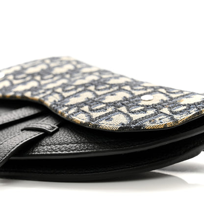 Christian Dior Grained Calfskin Oblique Saddle Wristlet Blue 9 of 11