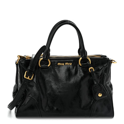 Miu Miu Vitello Shine Top Handle Satchel Black 1 of 11