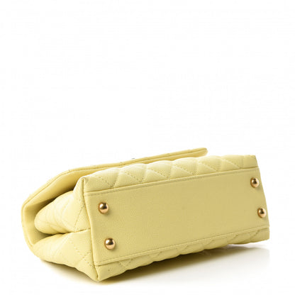 Chanel Caviar Quilted Mini Coco Handle Flap Yellow 4 of 15