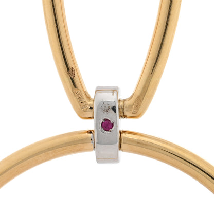 Roberto Coin 18K Yellow White Gold Diamond Open Stirrup and Circle Drop Earrings 4 of 4