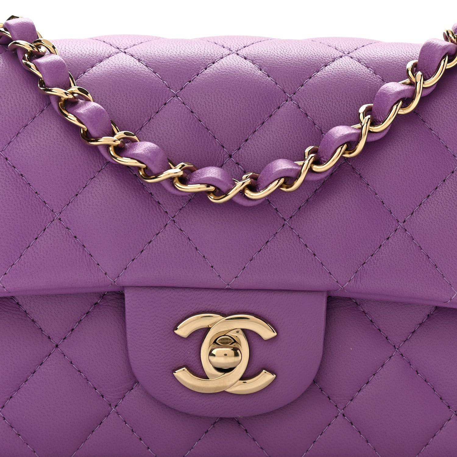 Chanel Lambskin Quilted Mini Rectangular Flap Purple 8 of 11