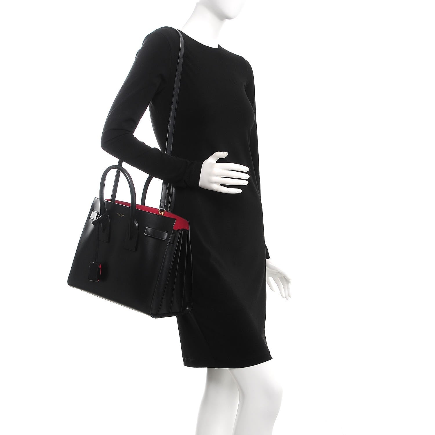Saint Laurent Calfskin Small Sac De Jour Black Fuchsia 2 of 13
