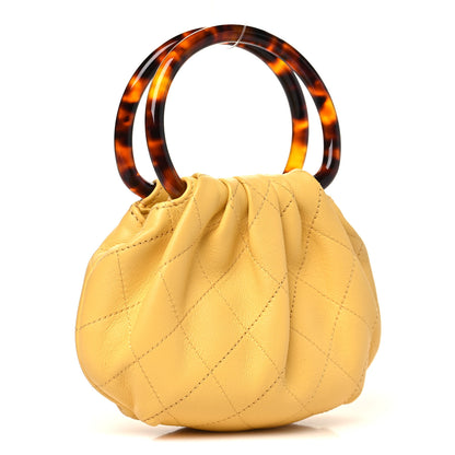 Chanel Lambskin Plexiglass Tortoise Shell Quilted Mini Pouch Yellow 4 of 11
