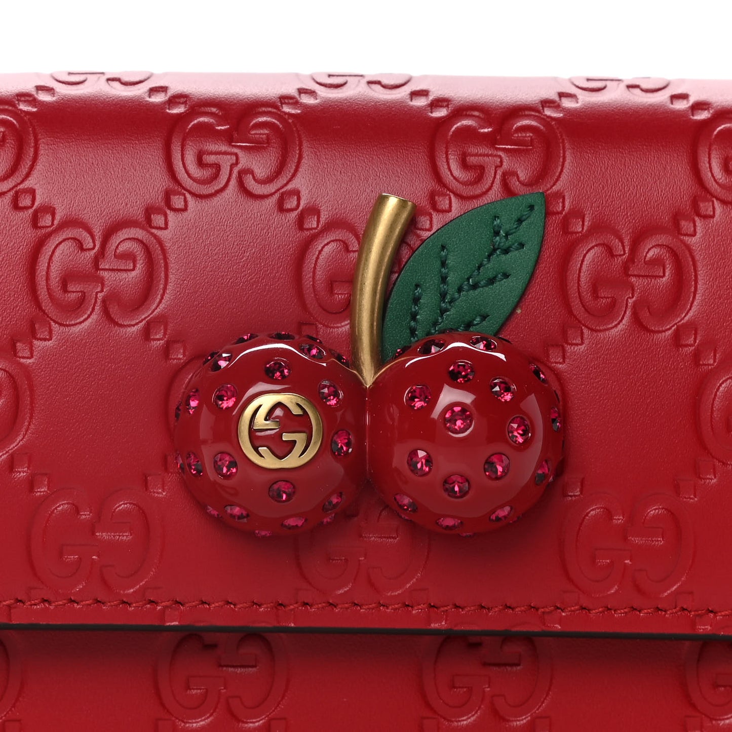 Guccissima Mini Cherry Chain Bag Hibiscus Red