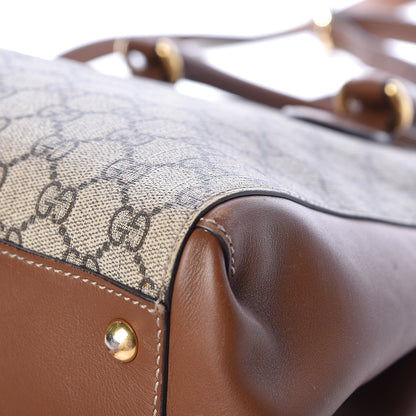Gucci GG Supreme Monogram Moon Calfskin Top Handle Tote Bag Beige Ebony Tuscany 15 of 18