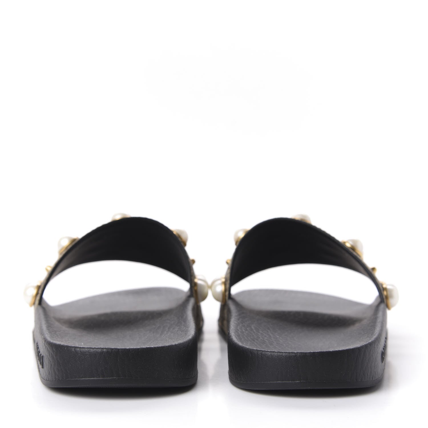 Gucci GG Supreme Monogram Pearls Slide Sandals 37 Beige 7 of 9