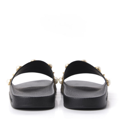 Gucci GG Supreme Monogram Pearls Slide Sandals 37 Beige 7 of 9