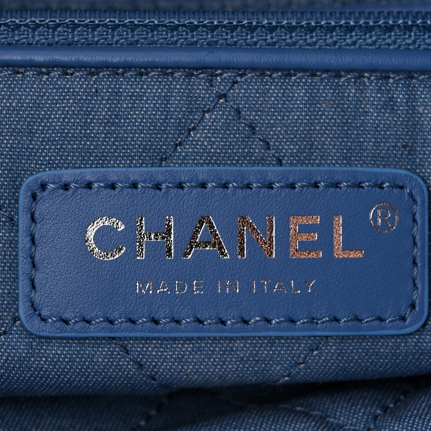 Denim Quilted Small Chanel 22 Blue