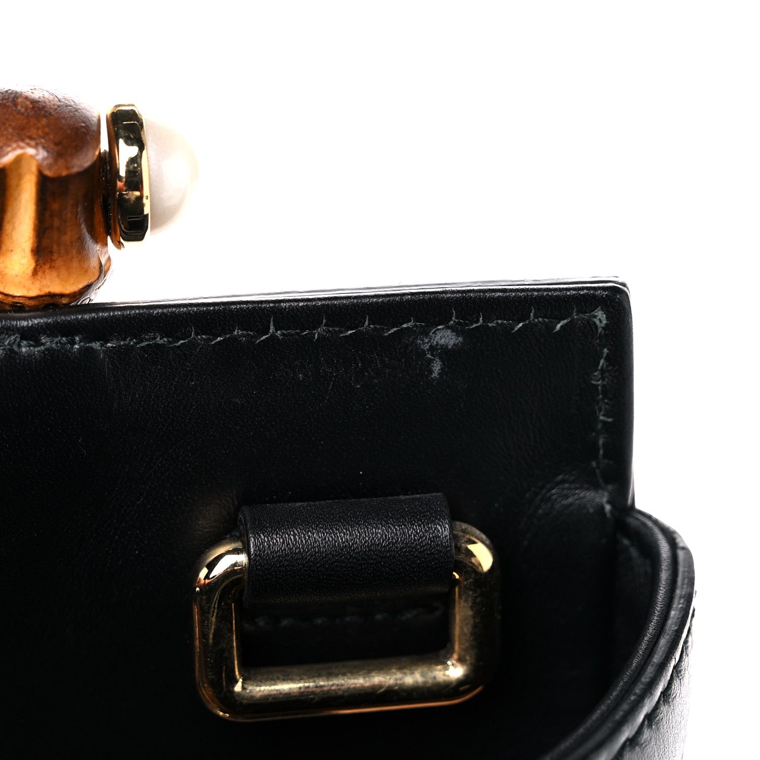 Gucci Nappa Bamboo Small Nymphaea Top Handle Bag Black 12 of 20